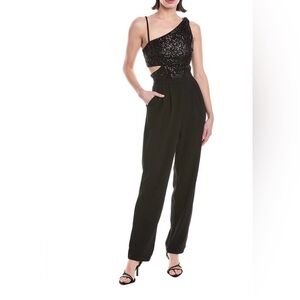 Rachel Rachel Roy Phoenix Sequin One Shoulder Black Jumpsuit NWT S